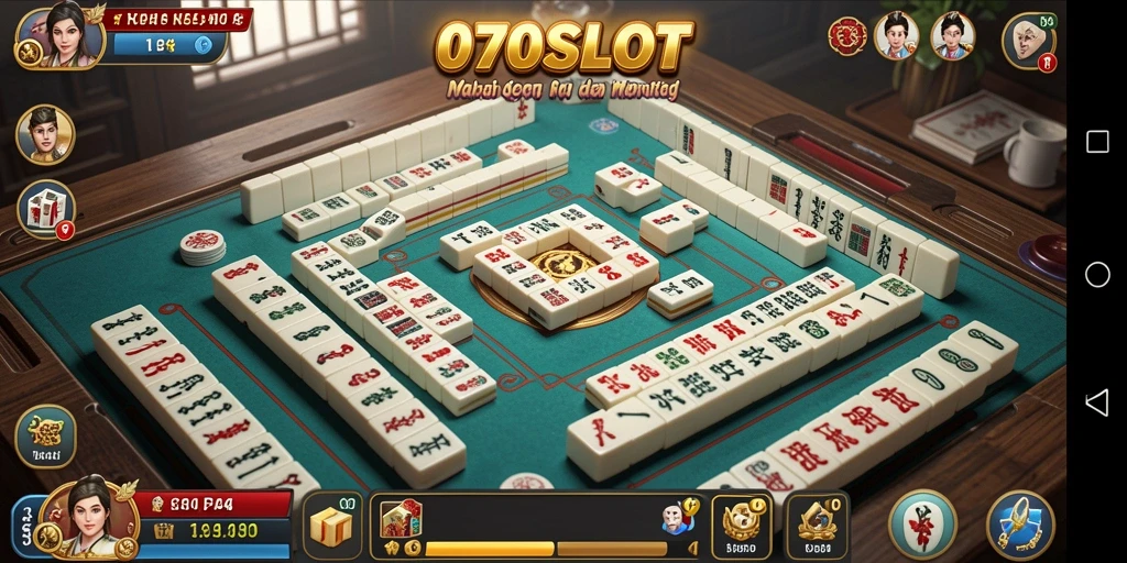Tampilan gameplay seru dari 070SLOT yang menampilkan ubin Mahjong.