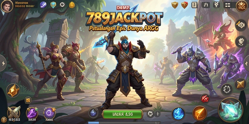 Tampilan dinamis gameplay 789JACKPOT dalam aksi pertempuran.