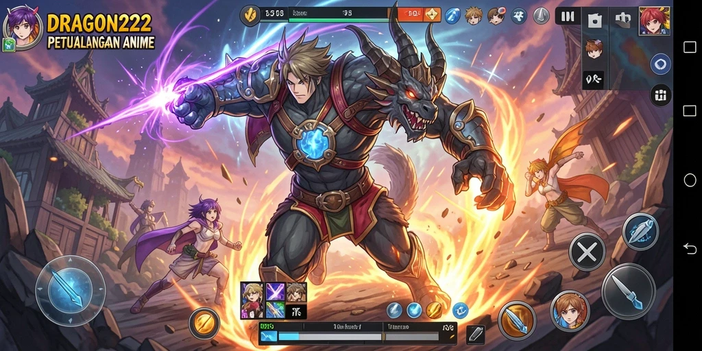 Screenshot utama DRAGON222 menampilkan aksi karakter Anime yang mendebarkan.