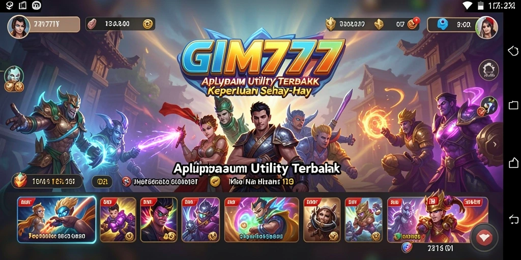 Tampilan aplikasi GIM777 yang menampilkan fitur-fitur utility.