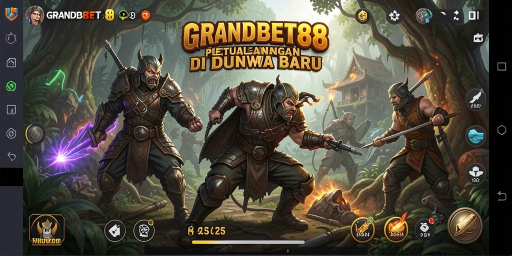 Tangkapan layar utama GRANDBET88 menampilkan eksplorasi dunia petualangan yang luas.
