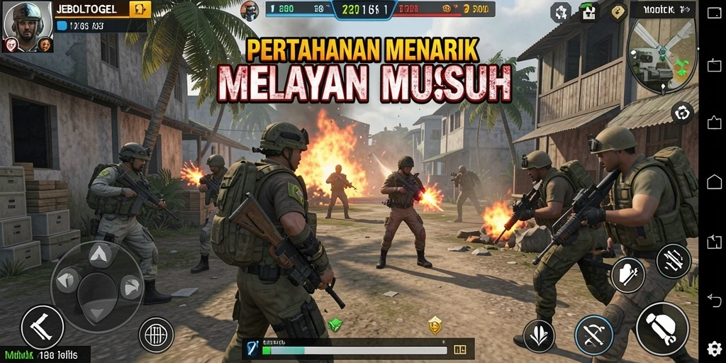 Screenshot JEBOLTOGEL menampilkan aksi seru dalam pertahanan menara.