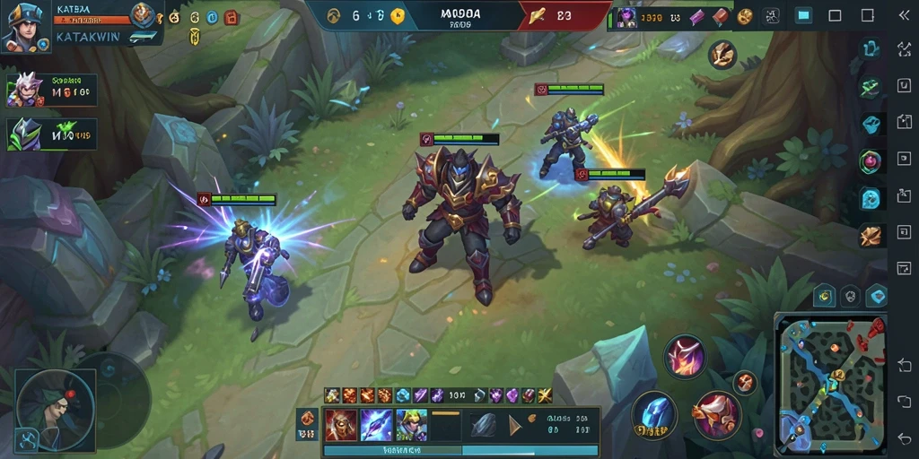 Tampilan seru pertandingan KATAKWIN dengan gameplay yang mendebarkan.
