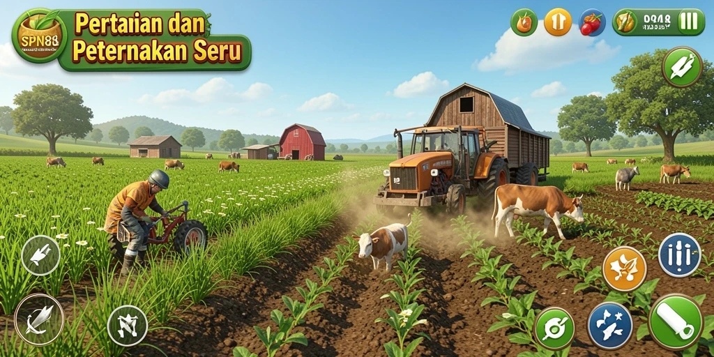 Tampilan gameplay SPN88 dengan aktivitas pertanian yang seru.