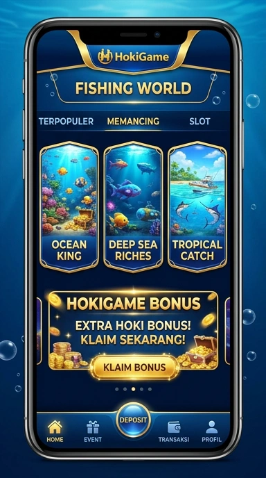 Screenshot antarmuka pengguna aplikasi Hokigame yang menarik.